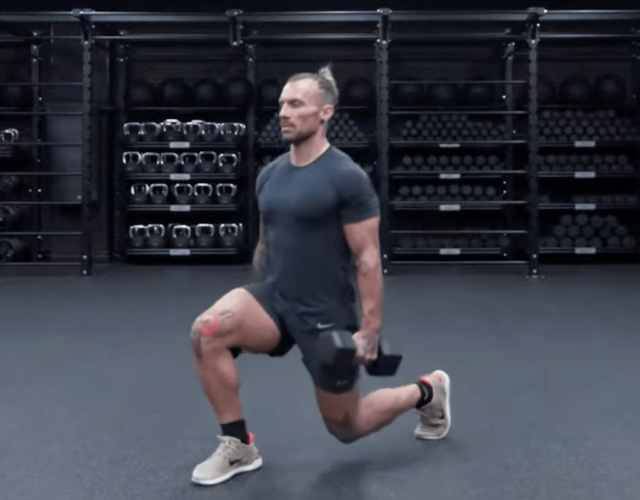 Person doing a forward lunge exercise